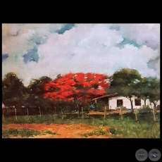 PAISAJE RURAL CON CHIVATO ROJO - Obra de FEDERICO ORDIANA